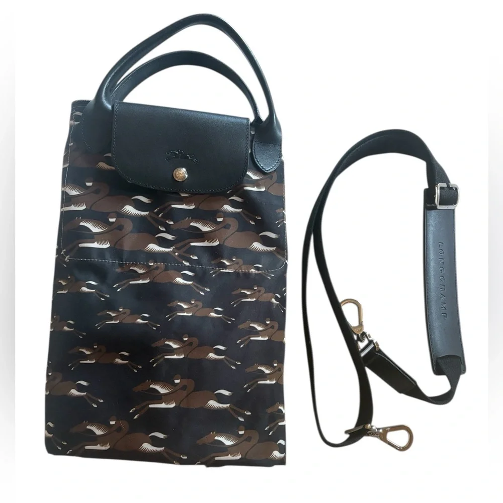 Longchamp Le Pliage Oversized Horse Print Nylon Travel Tote Bag - NWT